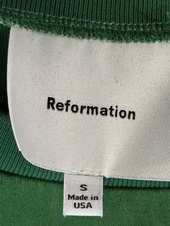 Reformation Green and White Striped Perfect Crew Tee - Picture 2 of 3